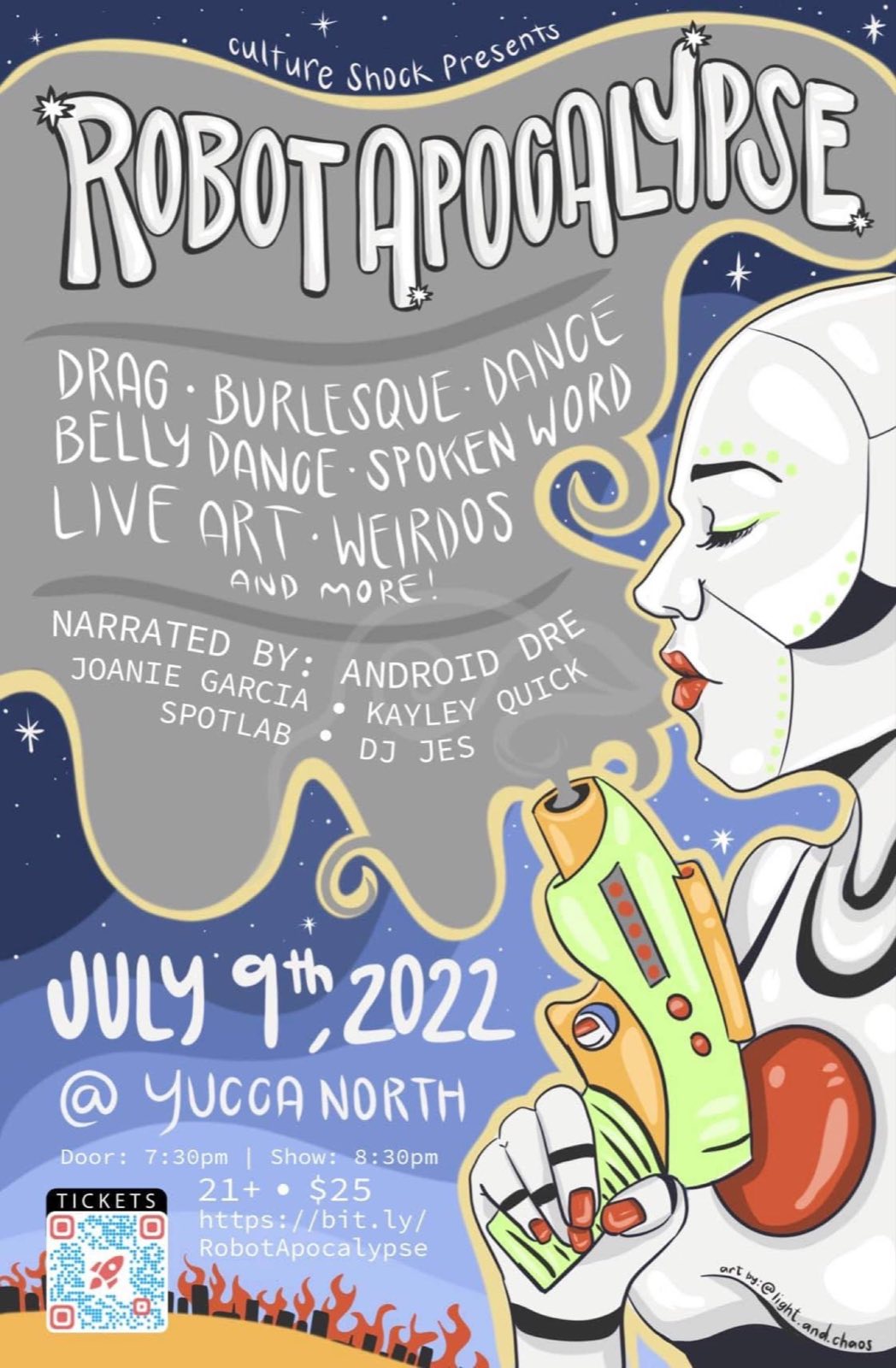 Official flyer for the 2022 Robot Apocalypse revival at Yucca North