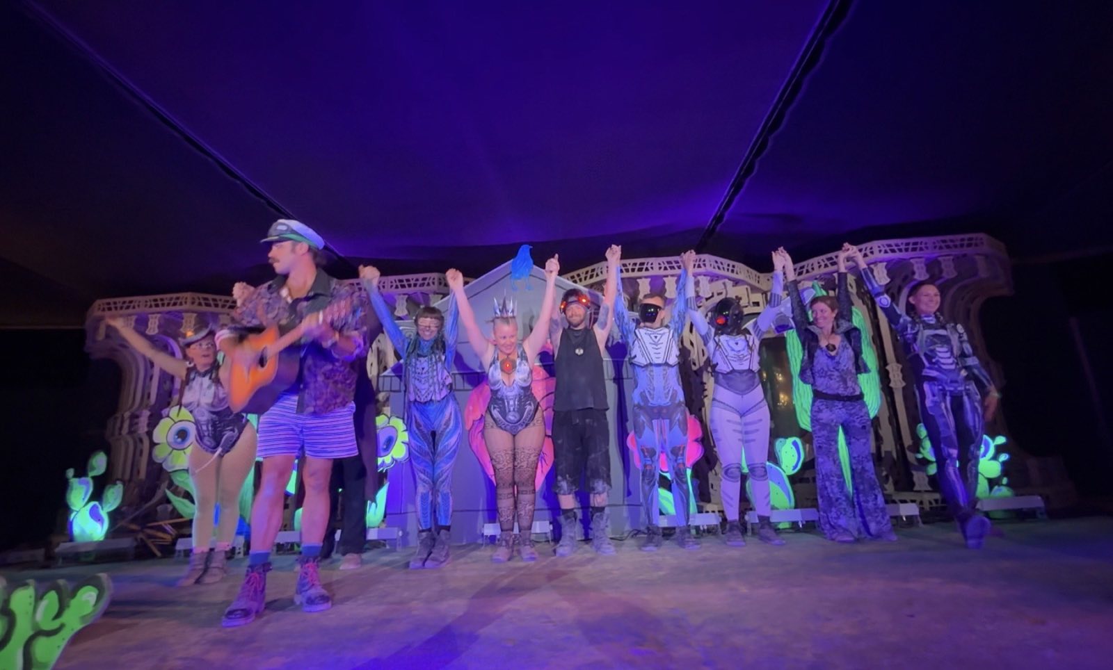 The Hearts and Hardware ensemble taking a bow across the Center Camp stage
